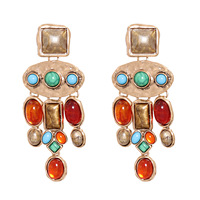 Pendientes de Moda con Diseño Creativo, Estilo Étnico, con Diamantes de Colores y Borlas