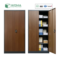 Armoire de classement métallique moderne à 2 portes, finition grain de bois, verrouillable avec serrure à 3 points, écologique, grande capacité, pour bureau commercial