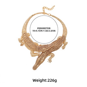 Collier ras du cou pour femme Kaimei 2026, bijoux fantaisie, animal crocodile, entièrement serti de diamants, grand collier punk pour femme, collier animal pour femme - Product Image 4
