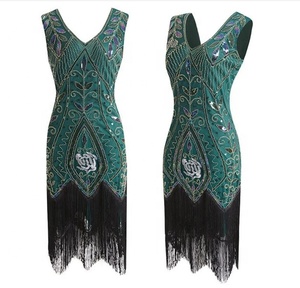 Bestdance Grandes Tailles!!Vintage 1920s Clapet Gatsby Robe De Soirée Fantaisie Costumes U Cou Cap - Product Image 1