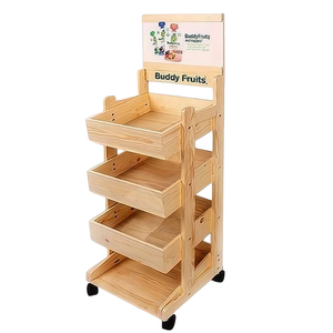 דוכן תצוגה קמעונאית, מדפים עץ סופרמרקט, 4 דרך גונדולה - Product Image 4