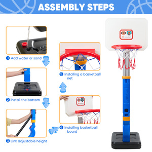 Ensemble de panier de basket réglable en hauteur pour enfants avec 4 ballons et pompe, base remplissable, pour intérieur et extérieur, jouet sportif pour piscine - Product Image 4