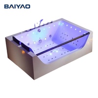 Baignoire de massage double en acrylique de luxe avec jets puissants, lumières LED et panneau de commande numérique pour spa à domicile