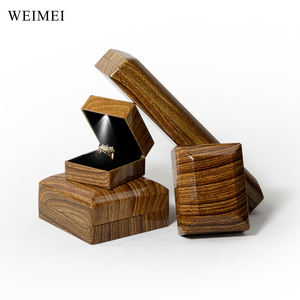 WEIMEI - Organizador de Joyas Rectangular Moderno con LED, Textura de Madera Brillante, Forro de Terciopelo, Estuche de Plástico, Exhibición de Pulseras y Pendientes, Personalizable - Product Image 1