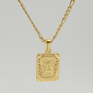 Zogxin Titanium Steel Figaro Chain Letter Pendant Necklace Men 18K Gold Plated Alphabet Charm Fashion Jewelry - Product Image 4