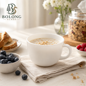 Bouteille en verre <span class=keywords><strong>opale</strong></span> blanc de 330 ml avec poignée, personnalisable avec logo, pour lait, café, miel, confiture, épices, emballage alimentaire, vente en gros, Bolong - Product Image 4