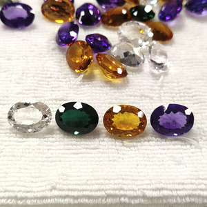 Cristal d'améthyste hydrothermique synthétique violet, pierre de cristal jaune vert, taille ovale 12x16mm, pierre précieuse en vrac pour la fabrication de bijoux - Product Image 1