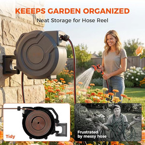 Carrete de Manguera de Jardín Retráctil de Alta Presión, Portátil, de Goma, Duradero, con Rotación de 180°, Ajustable, para Montaje en Pared, Estándar CNS - Product Image 3