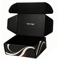 Boîte d'expédition en carton ondulé noir mat avec logo personnalisé, emballage de luxe, boîte cadeau en papier robuste