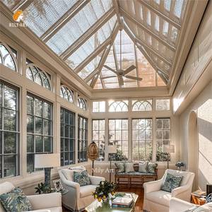 MILY Grande <span class=keywords><strong>serre</strong></span> de jardin en verre décorative de style villa en plein air, gazebo triangulaire en <span class=keywords><strong>fer</strong></span> <span class=keywords><strong>forgé</strong></span> - Product Image 6