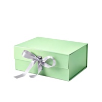 Boîte cadeau personnalisée avec fermeture magnétique, boîte d'emballage pliable, boîte rigide en carton vert de grande taille avec ruban pour cosmétiques, robe de mariée