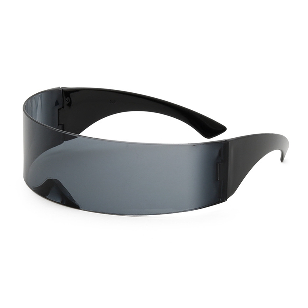 GrinderPUNCH Futuristic Shield Sunglasses – Cyberpunk Mono Visor Glasses In Black, Blue, Or Red - View #3