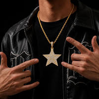 Liontin Hip Hop Brass Berlapis Berlian Imitasi Bentuk Kepala Serigala, Kalung Liontin Moissanite Mikro Inlaid, Kalung Keren Gaya Punk, Perhiasan Leher Fashion Hip Hop Pria