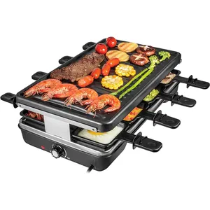 Raclette Table Grill Smokeless Korean BBQ Grill Electric Indoor Black Modern PTFE Mini Portable Electric Pan Non-stick 1600 220