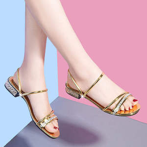 2026 Summer <b>Diamond</b> Low Heel Women <b>Sandals</b> Comfort Breathable Versatile Fashion Daily Wear Ladies Casual Shoes - Product Image 1