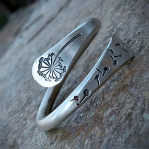 Q987 Silver Bohemia Plant Pattern <b>Ring</b> Unisex Gift Fashion Jewelry Plain Design <b>Open</b> Band Style - Product Image 5