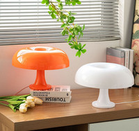 Lampe de table LED en acrylique orange en forme de champignon, style nordique moderne minimaliste, tactile, à intensité variable progressive, rechargeable, veilleuse de chevet USB
