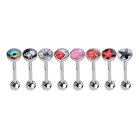 Barbell de Langue en Titane G23 ASTM F136 avec Opale Sertie à Griffes, Sans Filetage, à Enfiler, pour Piercing de Cartilage et Sourcil, Bijoux Corporels, Vente en Gros