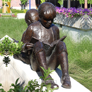 Sculpture en bronze grandeur nature de frère et sœur, art moderne RELONG, pour la décoration de parcs et de jardins en plein air - Product Image 5