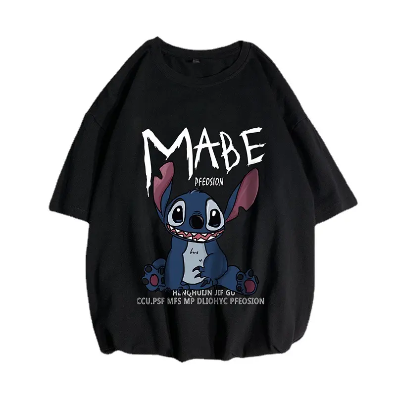 Japanese cartoon printed short sleeve fashion large loose T-shirt for men