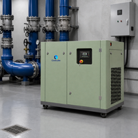 Compresseur d'air à vis stationnaire VFD 37 kW 50 CV à injection d'huile, moteur PLC, 8 bars, 6,6 m³/min, 37 A, refroidi par air