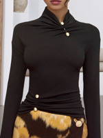 Pull décontracté rétro pour femme à manches longues, col roulé à épaules dénudées, pour l'hiver, méthode de tissage tricotée