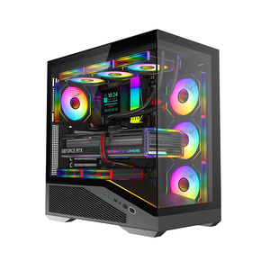 Boîtier de jeu ATX Mid Tower avec façade et côtés en verre trempé, trous de refroidissement, prend en charge un radiateur supérieur de 360 mm, en stock - Product Image 1