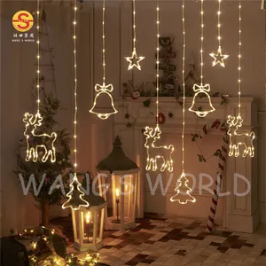 LED Christmas Curtain Lights String Bedroom Indoor Outdoor Christmas Curtain Light Tree Elk Shaped