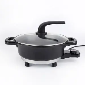 Big Discount 1500w Aluminum Tempered Glass Round Hot Pot Electric Stock Pot