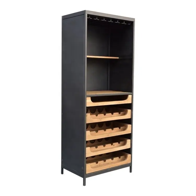 Шкаф для хранения винных стеллажей высококачественный металлический и деревянный коммерческий барный шкаф для спиртных напитков