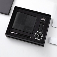 Reloj de Cuarzo de Moda para Hombre, Venta al por Mayor, Reloj Casual para Hombre, Juego de Carteras y Bolígrafos, Regalos para Días Festivos