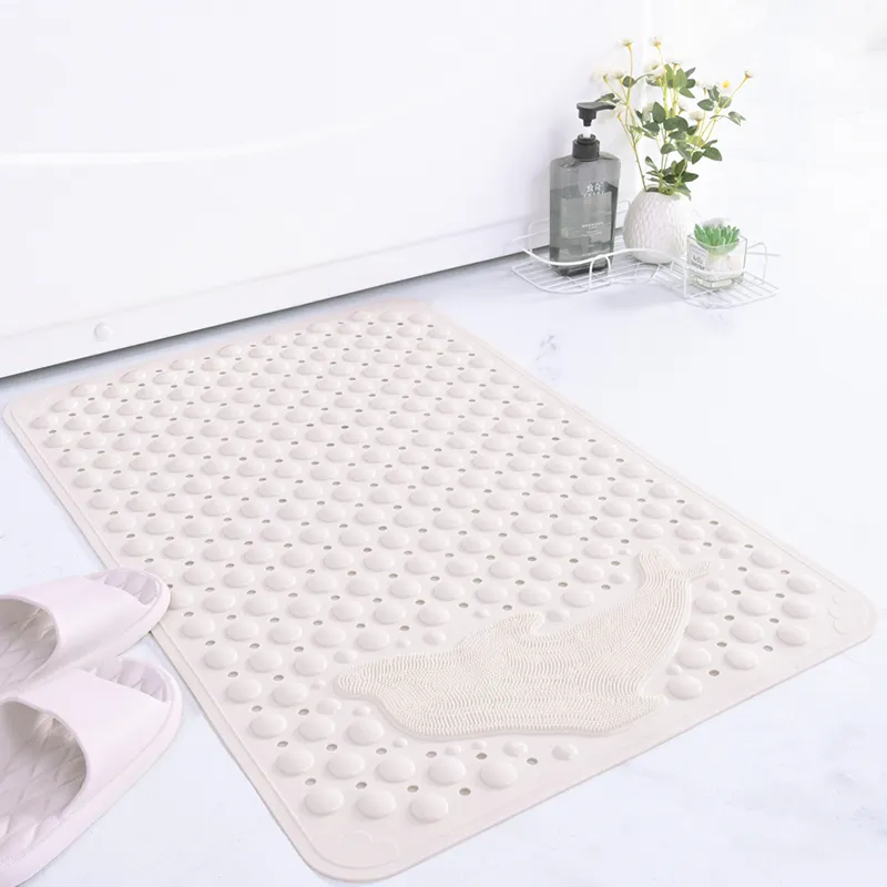 Tapetes de banho antiderrapantes em PVC para massagem em cor sólida com padrão de golfinho