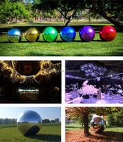 Ballon gonflable géant irisé métallique, décoratif, brillant, argenté et coloré, type globe ou boule miroir