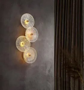 Iron Wall Sconce Hotel Glass Luxury Interior Bubble Water Panel Led Light Modern Wall Lamp Round