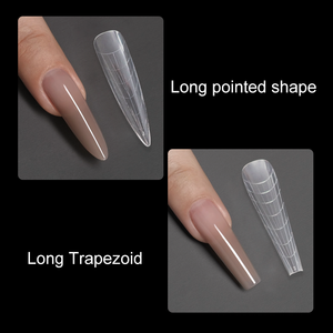 240 <span class=keywords><strong>faux</strong></span> ongles transparents en forme de cercueil, couvrance totale, en acrylique, ajustement naturel, extension rapide, fournitures de manucure pour salon - Product Image 5