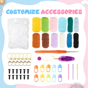 2024 Kit de crochet pour débutants <span class=keywords><strong>3</strong></span> pièces porte-clés chat avec didacticiels vidéo étape par étape Kit de tricot artisanal pour adultes - Product Image 5