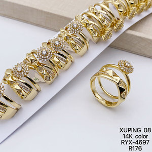 XUPING Jewelry Wholesale Elegant 14K Gold Color Plated Synthetic CZ Ladies Wedding Bridal <strong>Women</strong> Men Couple Stone <strong>Ring</strong> <strong>Set</strong> - Product Image 1