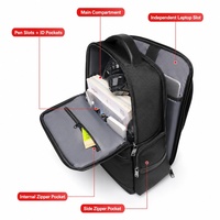 Sac à dos professionnel pour ordinateur portable, en nylon balistique, sac de voyage étanche, sac à dos pour ordinateur, pochette pour ordinateur portable de 15,6 pouces