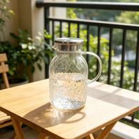 Carafe à eau en verre borosilicate de haute qualité 1,8 L, design en treillis prismatique, placage or, pot à eau froide, pichet à boisson pour la maison