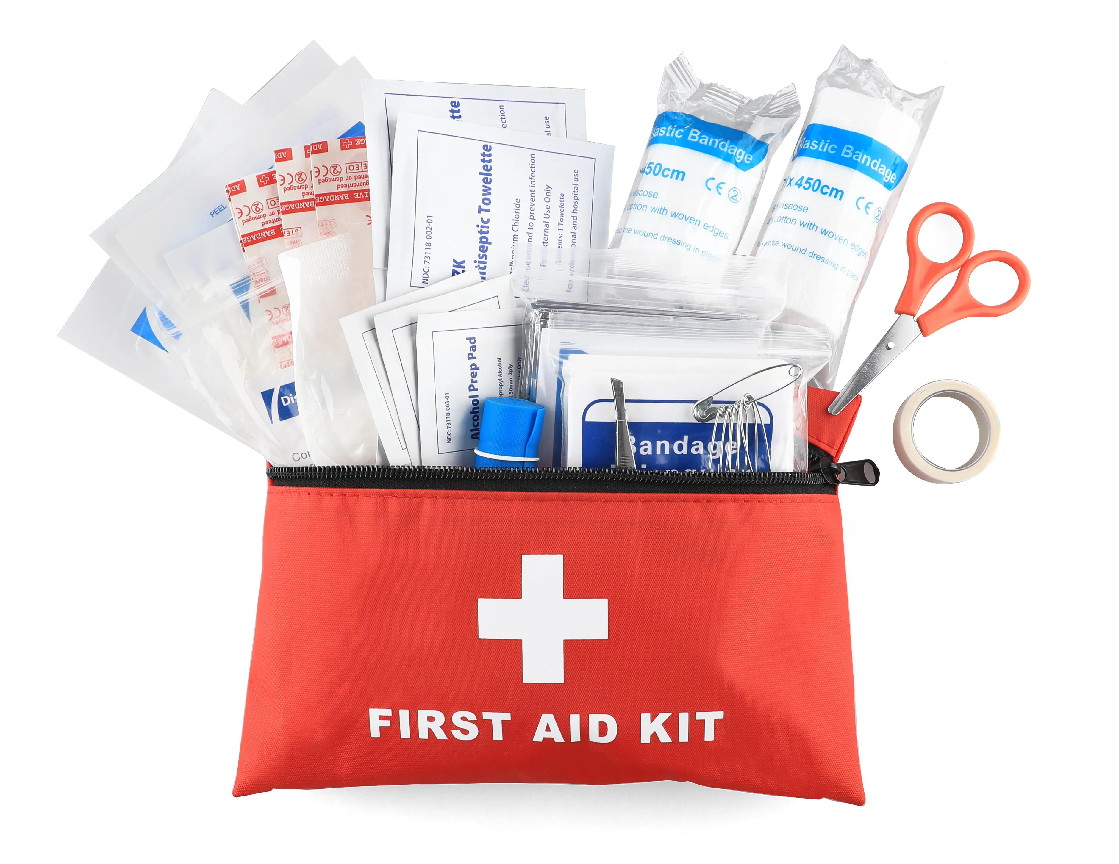 2023 Fábrica Itens Profissionais Impermeável Mini Kit de Primeiros Socorros Lista de Conteúdo Para Kid First Aid Kit Keychain Pouch