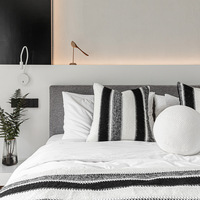 Nouvelle housse de coussin en tissu de laine épissage noir et blanc housse de coussin housse de coussin
