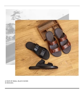 Nouvelles pantoufles d'été pour hommes, élégantes, en cuir véritable, antidérapantes, respirantes, pour le travail en extérieur - Product Image 6