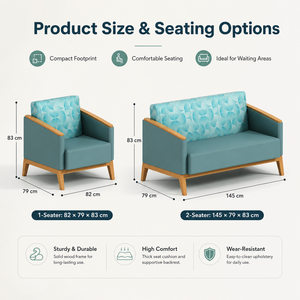 Canapé d'attente moderne en cuir PU avec pieds en bois de frêne massif, chaise de réception médicale facile à nettoyer, mobilier pour espaces publics - Product Image 4