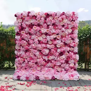 XHHY Rose Flower Wall Backdrop Artificial Flower Wall Panels Floral Backdrop For Party Wedding Bridal Shower Baby Decoration