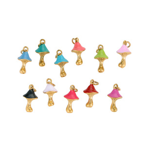 Abalorios de Esmalte con Forma de Hongo Coloridos |   Colgantes de Acero Inoxidable con Baño de Oro PVD de 18K para Fabricación de Joyería DIY |   Impermeable e Hipoalergénico - Product Image 2