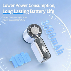 Ventilateur électrique portable - Rechargeable par USB, 4000 mAh, mini-refroidisseur d'air réglable, compact et silencieux pour les voyages et la maison - Product Image 5