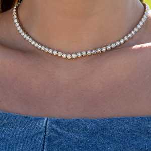 18k позолоченный с геометрическим рисунком, Модные женские ювелирные изделия колье различные формы ободок CZ ожерелье в виде цепочки для тенниса - Product Image 5