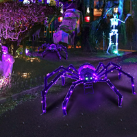 Décoration d'Halloween à l'extérieur Araignée géante-Décoration d'extérieur pour Halloween Araignée éclairée Araignée lumineuse avec 26 piquets de sol à lumière LED