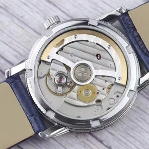 Custom Limited Edition Automatic Gear Diamond <b>Set</b> <b>Watch</b> Silver Case Blue Leather Strap Men High End Luxury Timepiece - Product Image 4