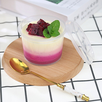 Pot en plastique PP avec couvercle et cuillère pour yaourt, crème glacée, gelée, pudding, gâteau au lait, desserts